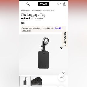 Away Black Luggage Tag